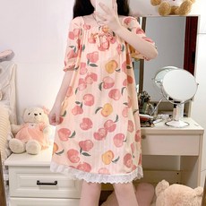 에이홉 여성용 냉감 리본 포인트 스퀘어넥 원피스 잠옷