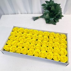 EPLYN 3層玫瑰花造型肥皂 50入+葉片 50入, 黃色