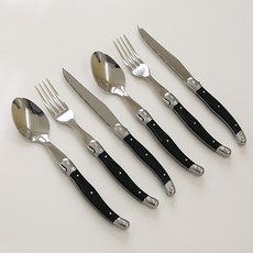 DALPAENGI LIVING 媽媽的廚房 Laguiole 雙人晚餐餐具組, 湯匙 2p + 叉子 2p + 餐刀 2p, 1套, 黑色