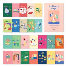 Monolike Ordinary Days 明信片24款組, 混合色, 1套