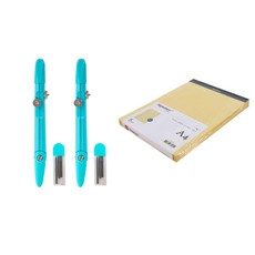 deLi 數學學校 Regal Pad Tear 有線線注 A4 黃色 5p + 合金指南針藍色 2p 套組 8607, 1套