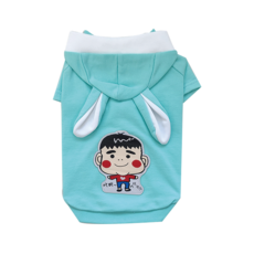 YOUTH DOG 狗狗棉質兔子連帽T恤, 薄荷綠