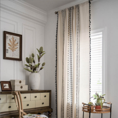 Maat Celebteen 幾何圖形流蘇窗簾, 黑色