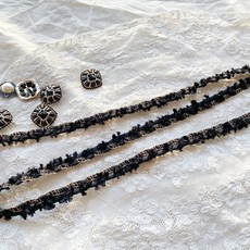 90cm黑色粗花呢邊, 混色, 1個