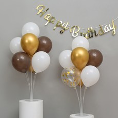 피앤비유니티 풍선 스탠드 2p + 풍선 모음 세트, 08 메탈골드, 1세트