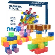 OZ TOY 磁吸建築方塊積木 透明 cfd06 96p, 混合顏色, 1個
