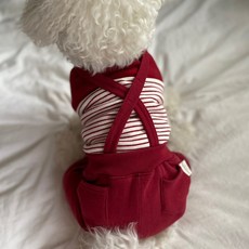 Grooming Dog 寵物素色吊帶褲, 葡萄酒