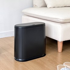 국내 원터치 슬림 라운드 휴지통, 블랙