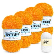 니뜨 허니버블 수세미 뜨개실 90g x 4p + 수세미 mini 20g 세트, 06 귤, 1개