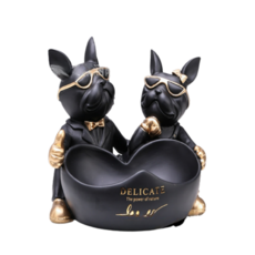 準備 情侶狗狗飾品小物 車鑰匙收納盒, 黑色