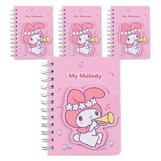 三麗鷗 美樂蒂 磁吸筆記本 59張, 4個, 粉色