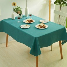 Market A 彩色防水素色桌巾, 藍綠色, 90 x 90 cm