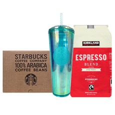 스타벅스 블루 홀로그램 돔리드 콜드컵 710ml + 커클랜드 시그니처 에스프레소 1.13kg 선물세트, 블루 홀로그램 돔리드 콜드컵 710ml + 시그니처 에스프레소 1.13kg, 1세트