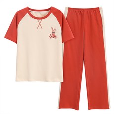 스타일컨택트 여성용 데일리 반팔 + 긴바지 잠옷 세트 TM-6815