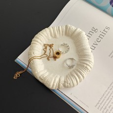 陶瓷枯木珠寶室內裝飾圓形託盤 MW0140, 沙色