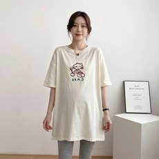마켓에이 여성용 여름 순면 중간 길이 임산부 티셔츠 M263-0795