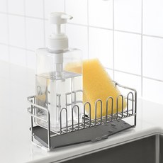 Nature Living 迷你全不鏽鋼瀝水菜瓜布架 + 按壓瓶組, 混合色, 1套