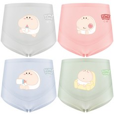 더블유비비 임부 큐트 캐릭터 순면 삼각 팬츠 4종 세트