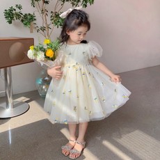Arbe 女童印花刺繡連身裙