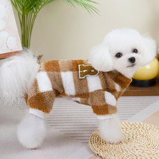 PASTEL PET 狗狗大格紋超細纖維連身衣, 1個, 棕色