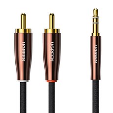 UGREEN 綠聯 高級 3.5mm 立體聲轉 2 RCA 連接線 2m, 單一商品, 1個