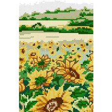 居家裝飾向日葵田十字繡DIY組, 混色, 1個