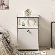 포스트모던 글렌 미드센츄리 모듈 2단 수납장, 화이트