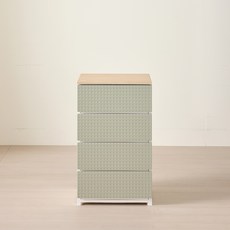 브리다 모던우드탑 와이드 서랍장, 올리브그린, 4단