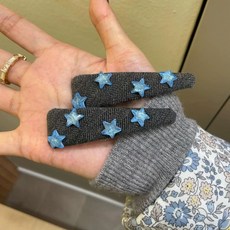 Bibimua 藍色星星 復古 三角 滴答髮夾 HR1374 2入