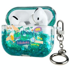 JUST4YOU 랭귀지 블링 아쿠아 에어팟 프로 케이스, 치얼스, 1개