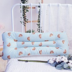 J.UNI 純棉長枕 含枕芯, 泰迪熊藍