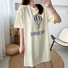 孕婦熱氣球印花長版短袖T恤