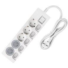 Sweet Home 獨立開關省電多頭 5 端口 + 安全蓋 2p 套裝, 1.5m, 單一顏色, 1套