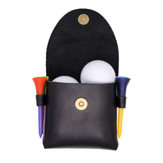 나비다 심플 가죽 골프공 파우치, 블랙, 1개