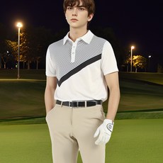보이투맨 남성용 고탄력 스판 반팔 카라넥 골프 티셔츠 NTN102