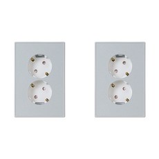 TILINS 2孔插座 白色銀邊, 2個