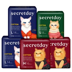 secretday 棉質衛生棉 中型 32片+大型 28片+小型 18片組 翼型, 1組