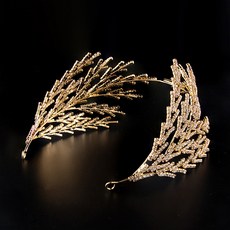 Luna Glam 節慶花環造型婚禮新娘皇冠 WC442, 1個, 金色