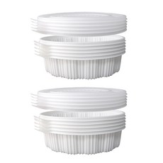 Bloom at home 橢圓形蒸煮容器 海鮮蒸 燉排骨 燉雞容器 白色 大 10入 + 蓋子 10入 組, 10套, 20入