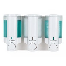壁掛式洗髮精按壓分裝器 3入, 白色的, 1個