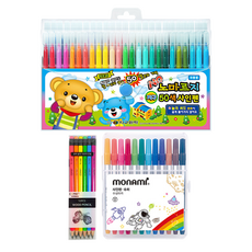 地球化學 不暈染簽字筆 50色 + Tukovi Coma 三角橡皮擦鉛筆 TC-208 B 6種 x 2p + Monami 超級簽字筆 12色組, 混合色, 1套