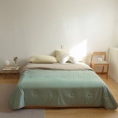 雙面素色夏季薄被, 淺豆綠