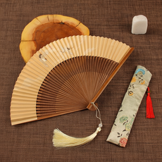 마켓피아 전통 디자인 액세서리 휴대용 접이식 부채, 윤허, 1개