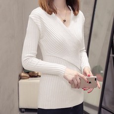 孕婦交叉羅紋長袖上衣