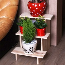 Plus Living 原木花盆整理架 400, 3層, 單一顏色