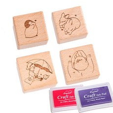 MOMO Pure Friends 郵票 A 型 4 種 + 墨水 2p 套組, 1套, 隨機發貨