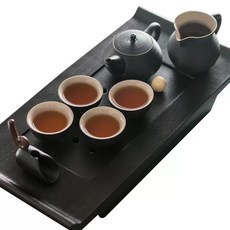 LOHAS Pottery 陸寶 書香博古茶禮盒12件組, 黑色, 1套, 茶壺 + 茶杯 4個 + 茶海 + 茶則 + 茶盤上盤 + 茶盤下盤 + 活水球 + 排水管 + 塞子