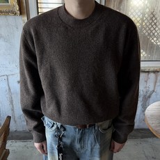 Meosidda 男士款輕量麻花混色圓領針織衫