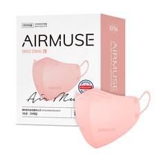 에어뮤즈 보건용 새부리형 마스크 대형 KF94, 25개입, 1개, 스위트 코랄