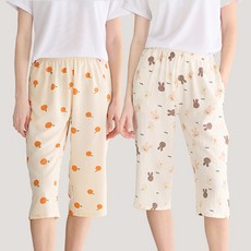 테라우드 여성용 냉감 요루면 일자 7부 파자마 바지 2종 세트